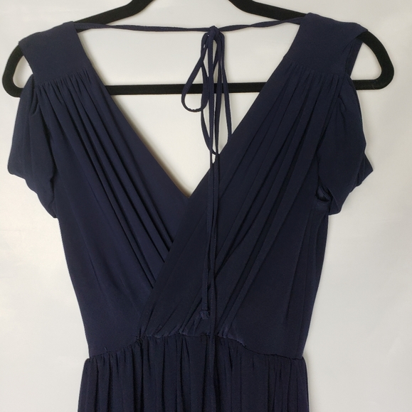 NWT Asos Tall Cold Shoulder Drape Dress Navy 4 - Picture 3 of 11